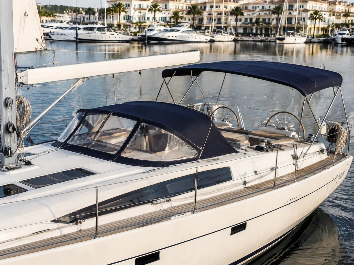 Segelyacht mit separatem Bimini und Sprayhood