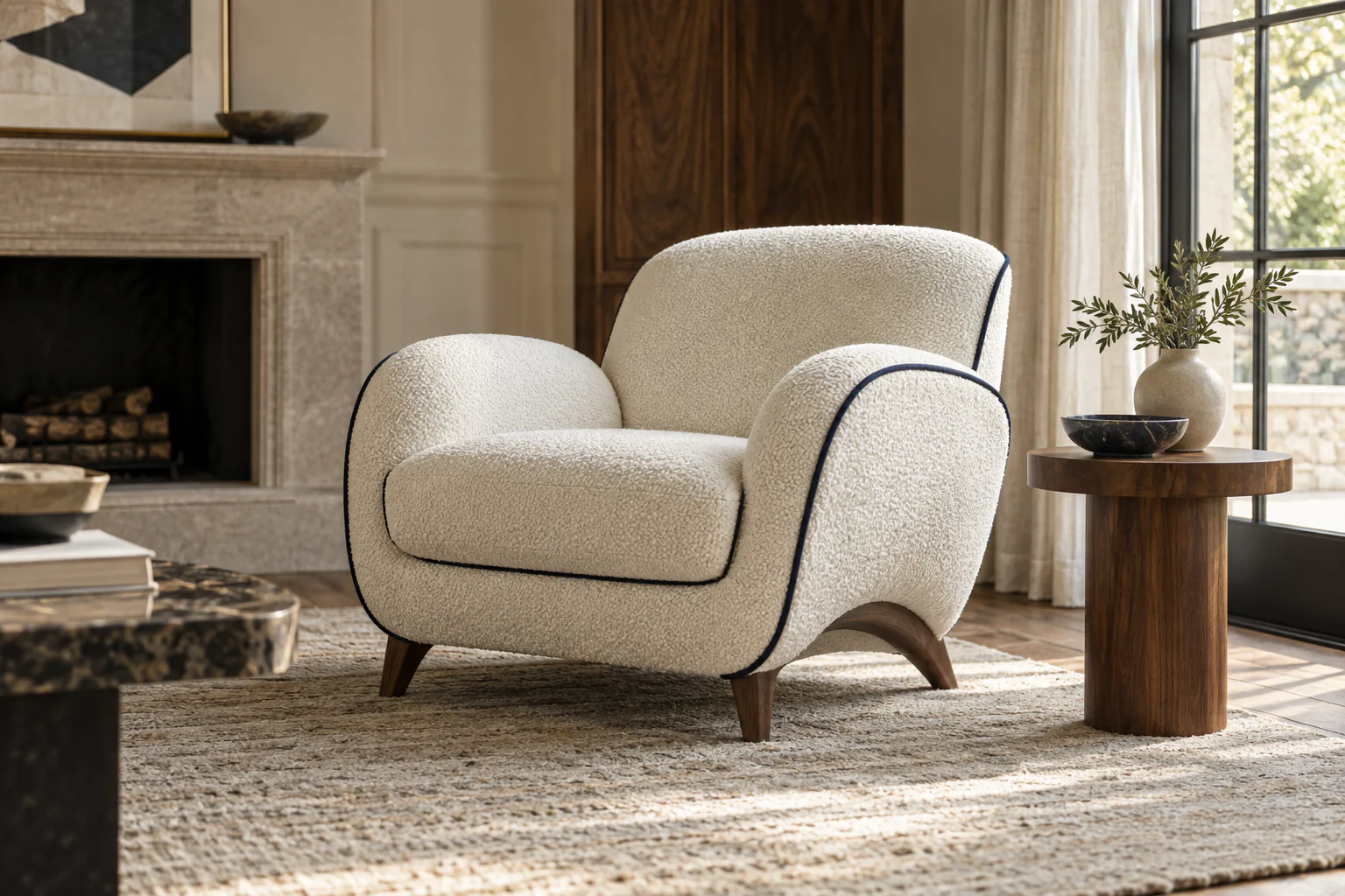 Eleganter Sessel mit hochwertigem neuen Polsterbezug